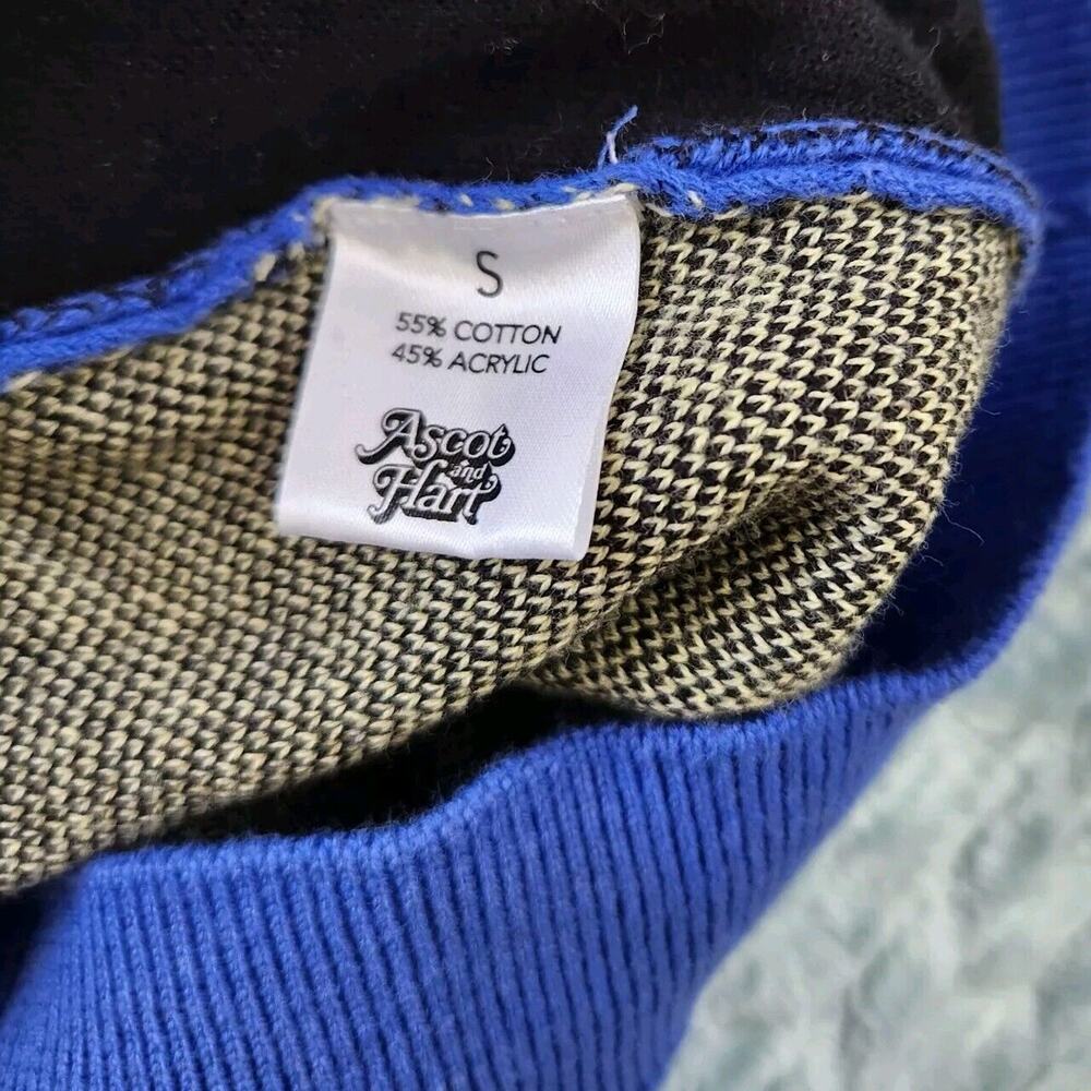 Ascot + Hart Sweater Cardigan Cropped Retro Smile Happy Face On Back Small - Picture 9 of 10